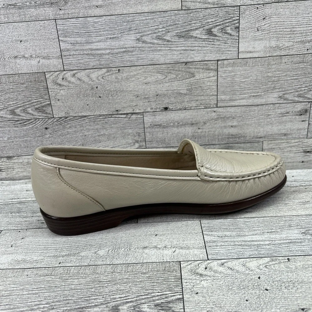 SAS Womens 8N Tripad Comfort Simplify Leather Loafer Slip On‎ Shoes Pearl White